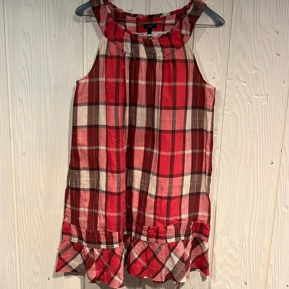 TALBOTS plaid sleeveless dress with flounce size 8 - Picture 1 of 10
